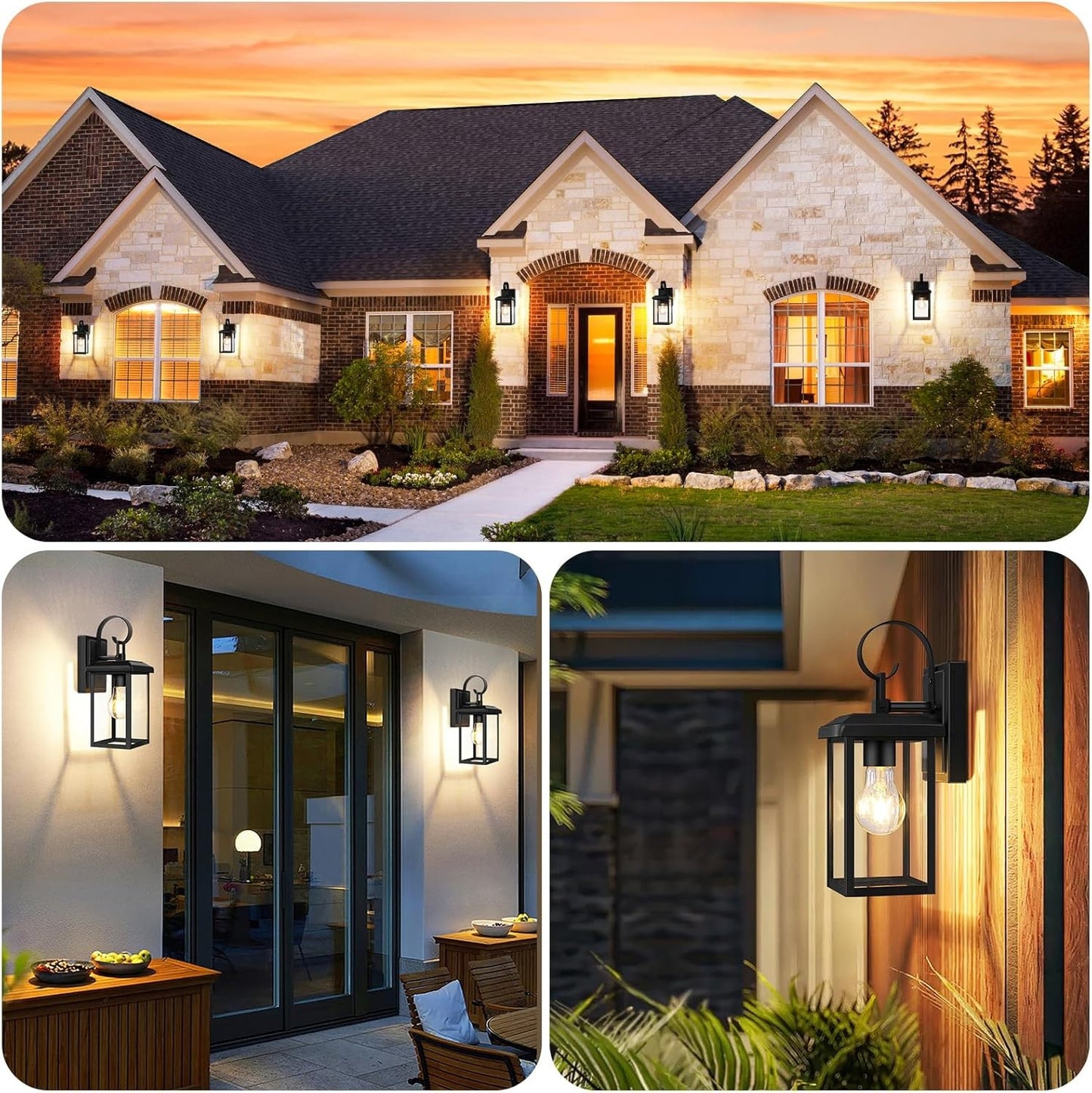 Outdoor Wall Light Fixtures, 2-Pack, Waterproof,Modern Sconce for Porch & Garage