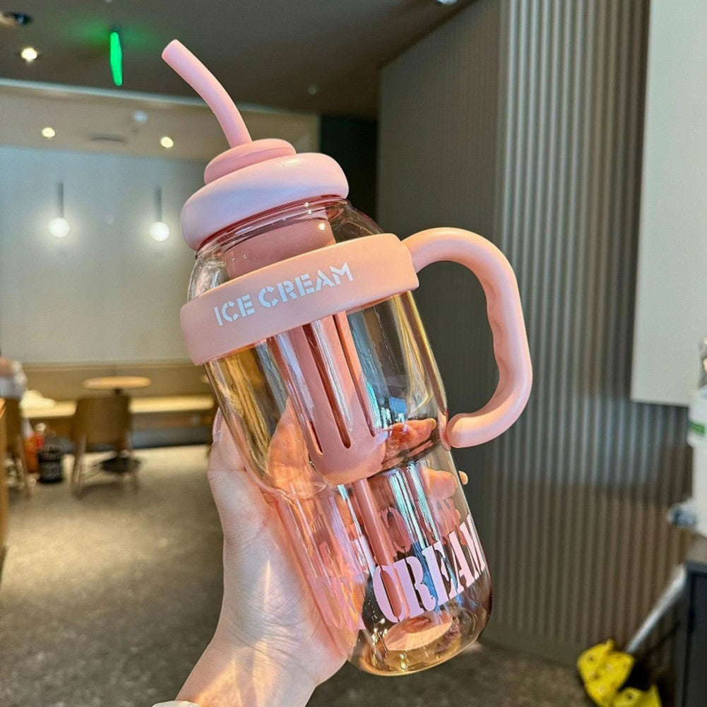 Large 1300ml Plastic Tumbler with Straw Leakproof Lid for Everyday Use