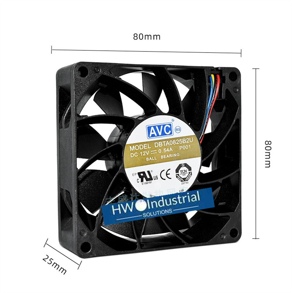 1/piece AVC DBTA0825B2U 8025 8CM 12V 0.54A 4-wire PWM Chassis Server Cooling Fan