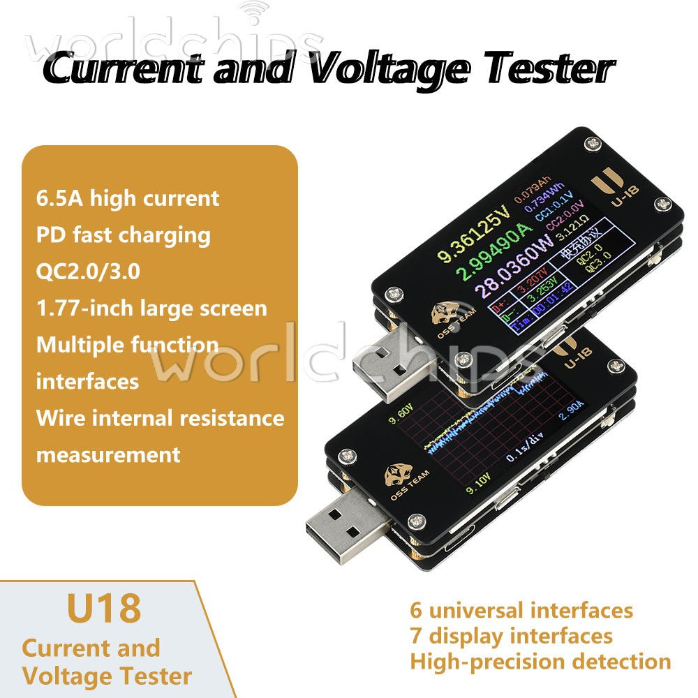 DC 4-25V 6.5A Digital Voltage Current Meter Power Tester USB Charge Detector