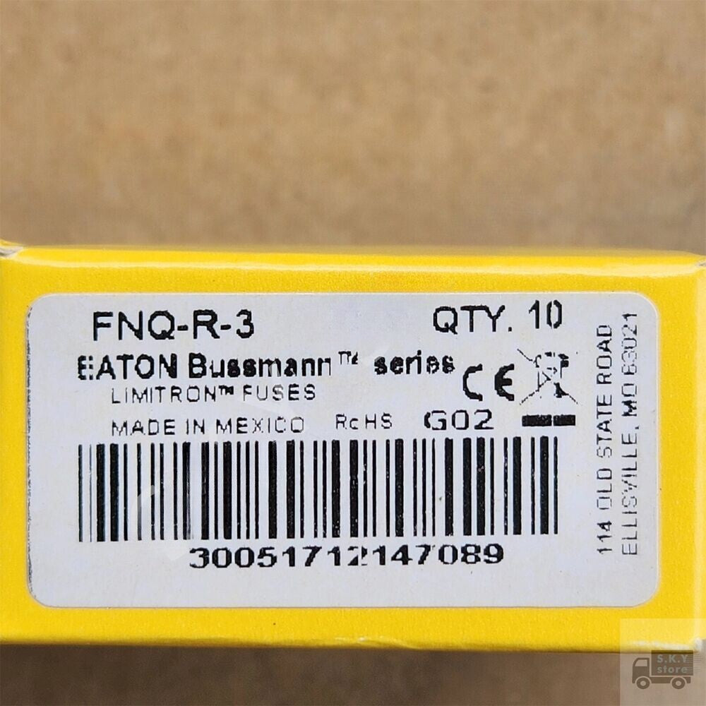 10pcs For Bussmann FNQ-R-3 Fuse, Class CC 600Vac