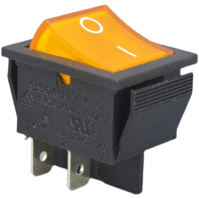 5pcs SOKEN RK1-01 16A/250VAC 4 pin Rocker Switch Yellow Light