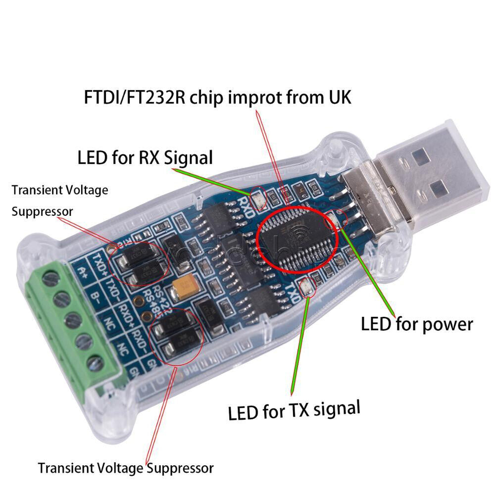 FTDI Chip USB to Terminal Block Converter USB to RS485 RS422 Serial Adapter