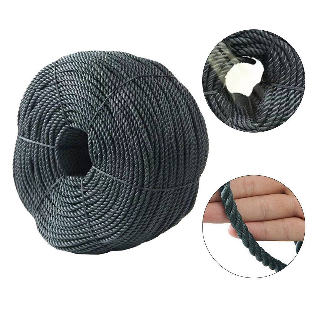 Strong Black Rope for Bundling and Securing 20m High Density Polyethylene