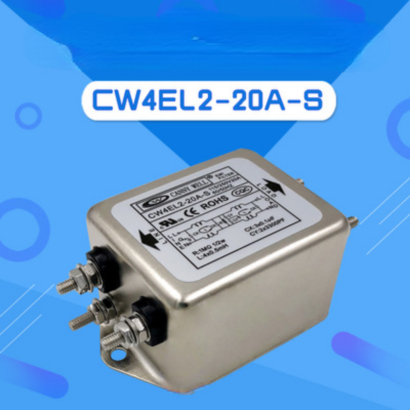 1pc EMI Filter for CANNYWELL CW4EL2-20A-S Enhanced Double Pole Filter 220V