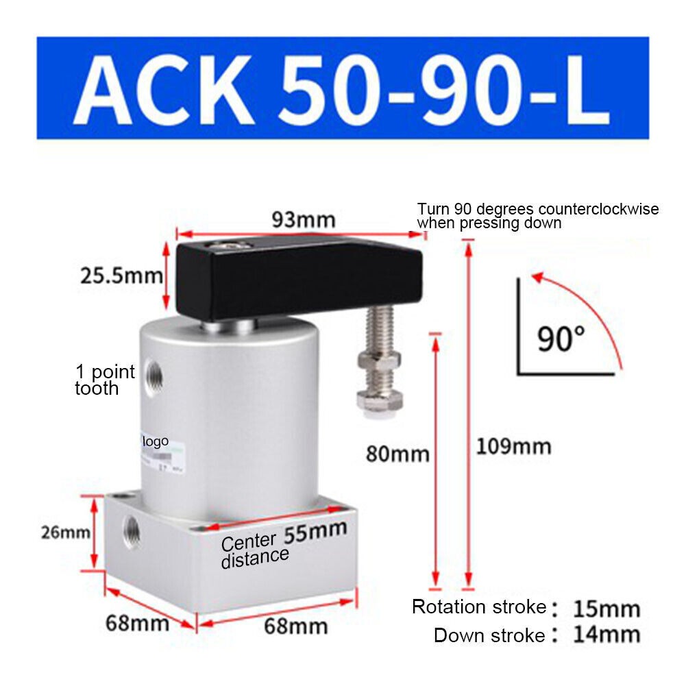 ACK50-90-L Rotating Clamping Cylinder Pneumatic Swing Rotary 90 Degree ACK50*90L