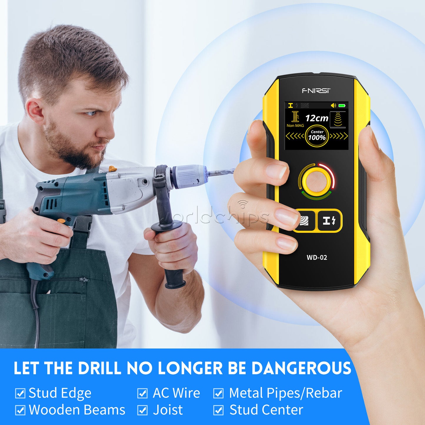 FNIRSI WD-02 Metal Detector Wall Scanner for AC Live Cable Metal Wood Stud Find