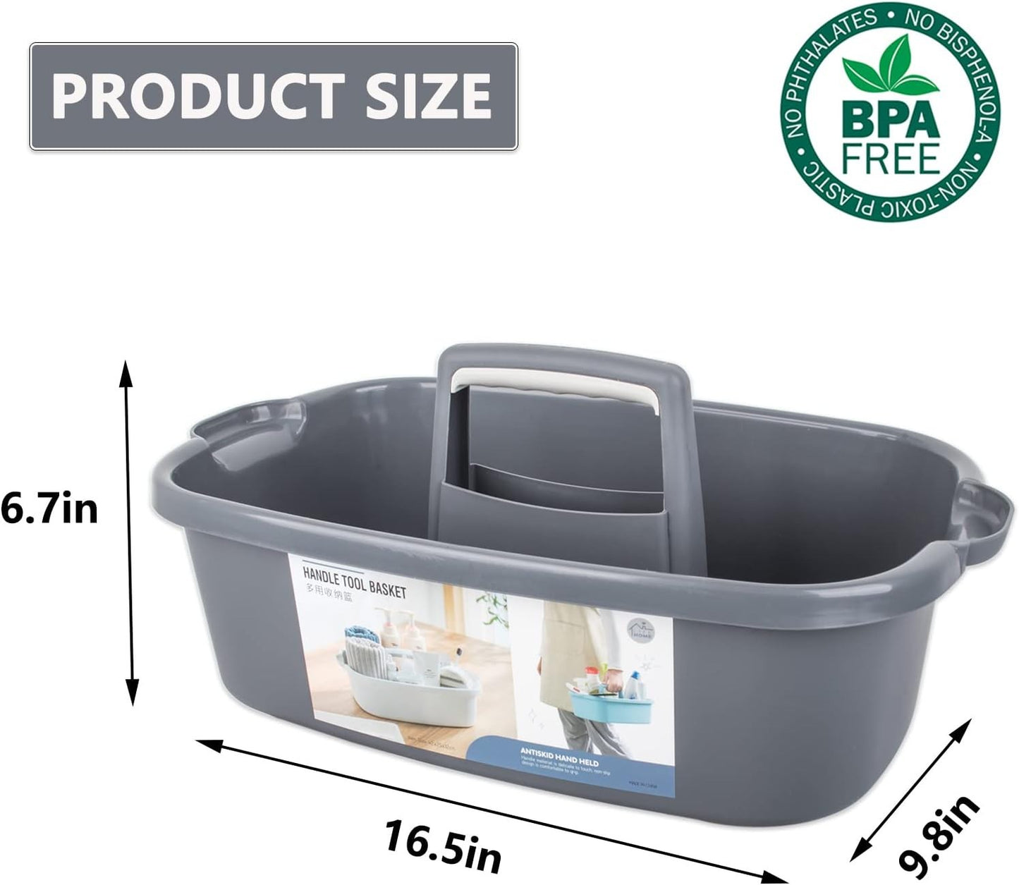 Large Cleaning Supplies Caddy Portable Shower Basket Supply Organizer with Handl