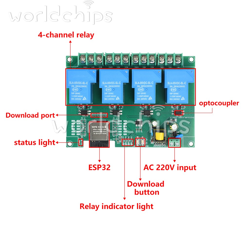 ESP32 WIFI Bluetooth 4-Channel Relay Module ESP32-WROOM Development Board