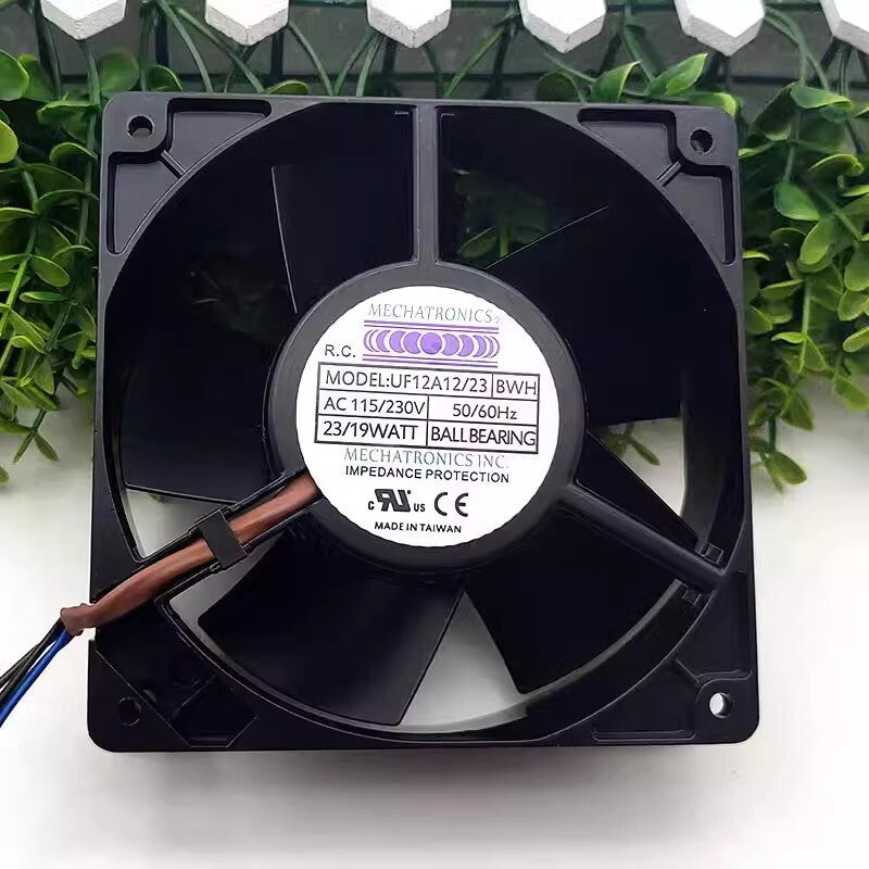 MECHATRONICS UF12A12/23 BWH AC115/230V 23/19W 12CM 4-Wire Dual Ball Cooling Fan