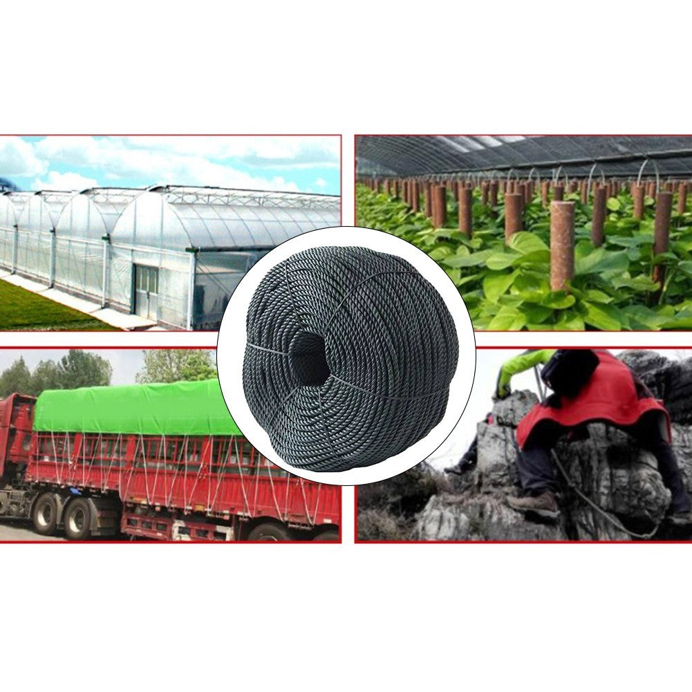 Strong Black Rope for Bundling and Securing 20m High Density Polyethylene