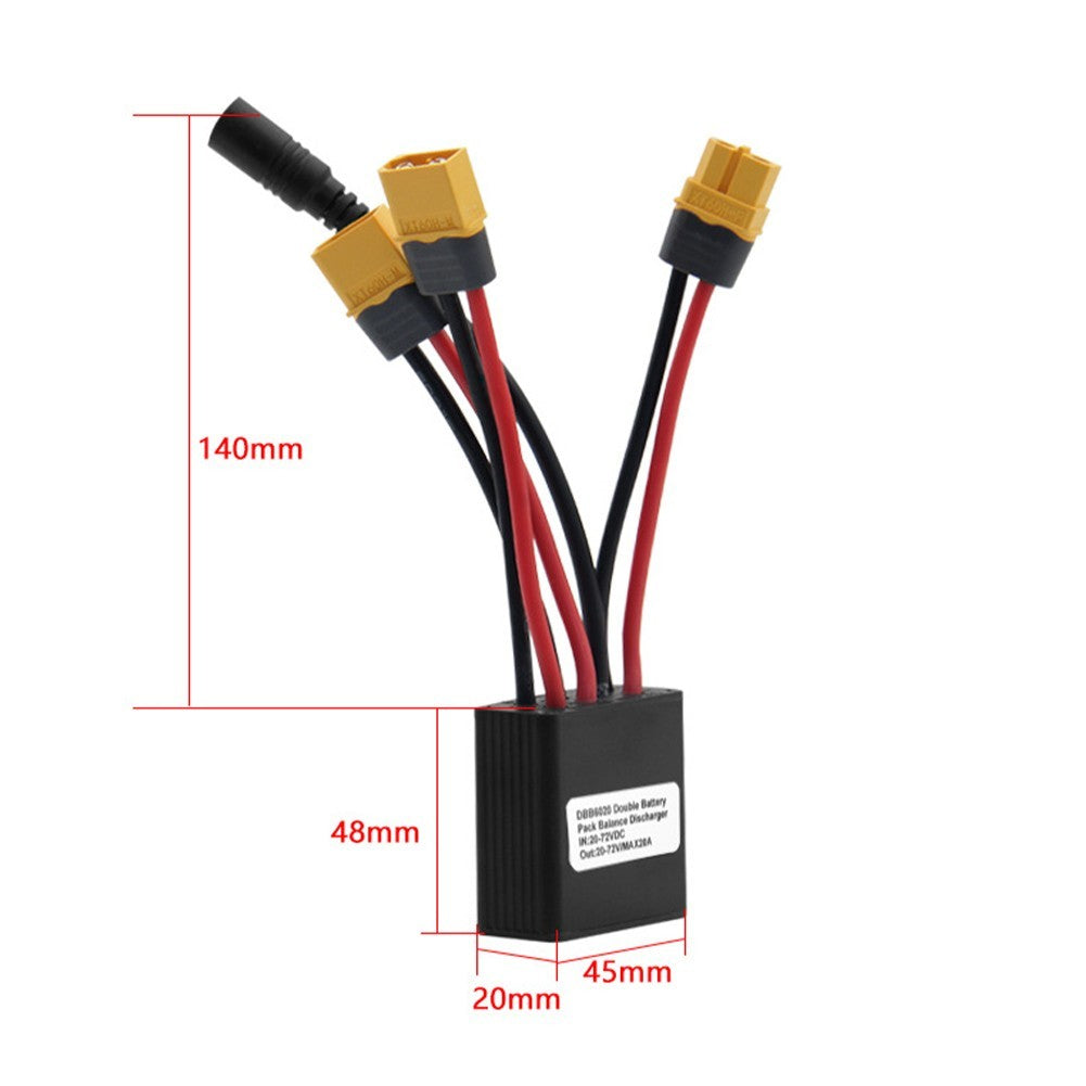Dual Battery Connector Adapter for Ebike 12V 72V 20A USB Charging Supported