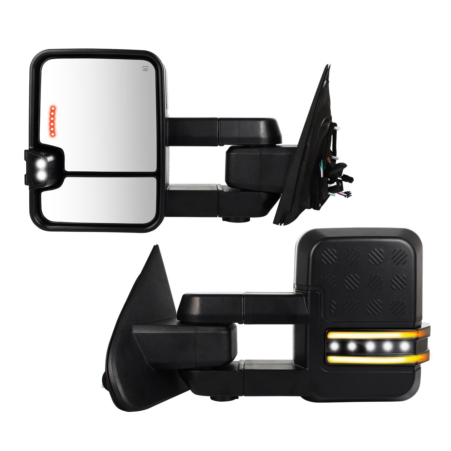Power Heated LED Turn Signal Light Tow Mirrors For 14-18 Chevry Silverado Sierra