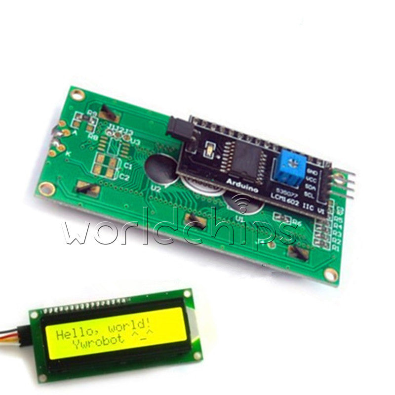 5PCS Yellow Display IIC/I2C/TWI/SPI Serial Interface 1602 16X2 LCD Module TOP