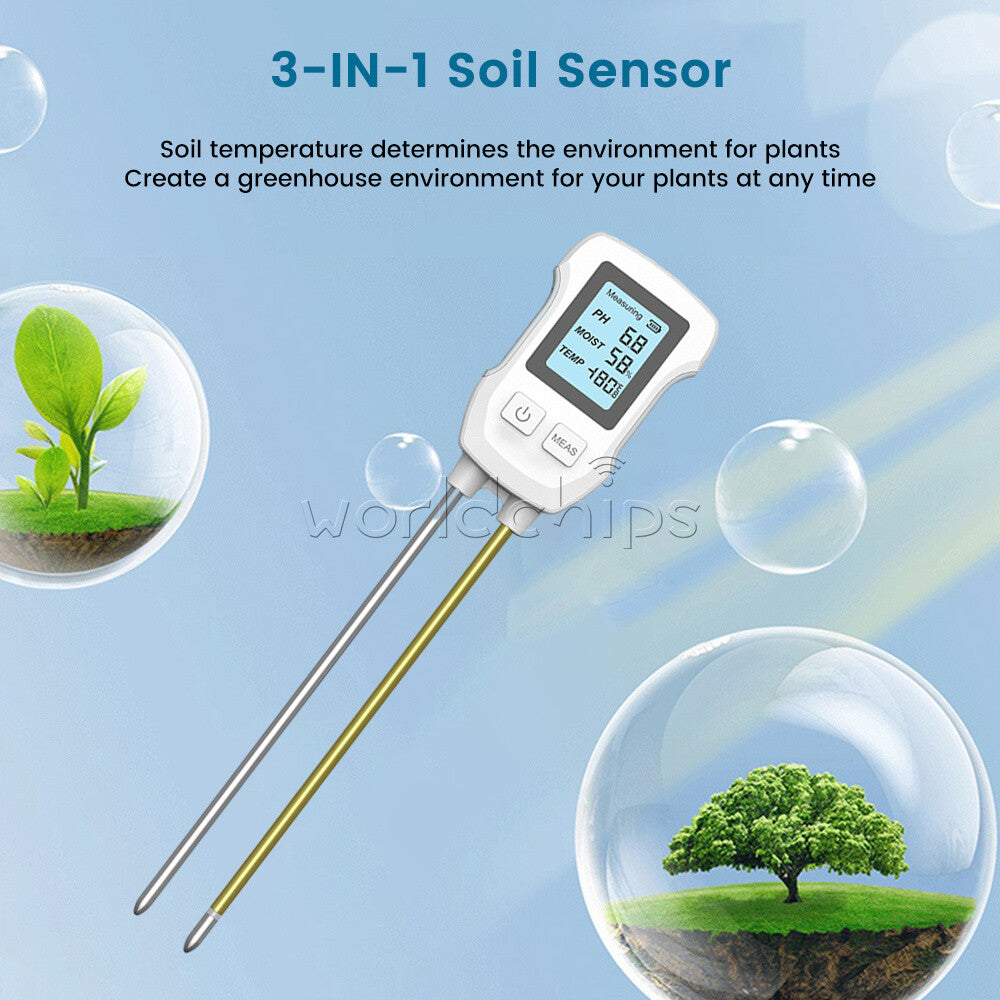 3 in 1 Soil PH Tester LCD Screen Soil Temperature Humidity Meter Garden Planting