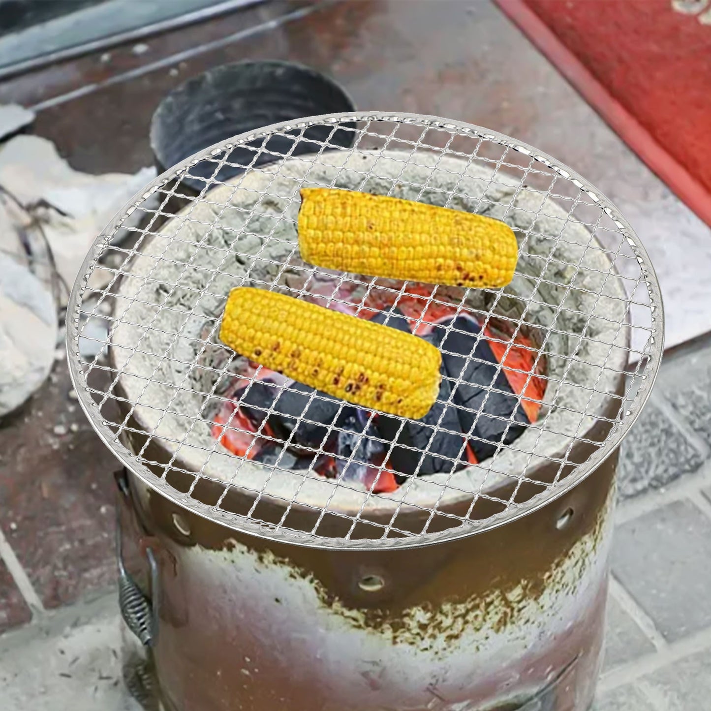 5pcs Round Disposable Wire Net Grill Racks Iron Roast Grate Cooking Barbecue BBQ
