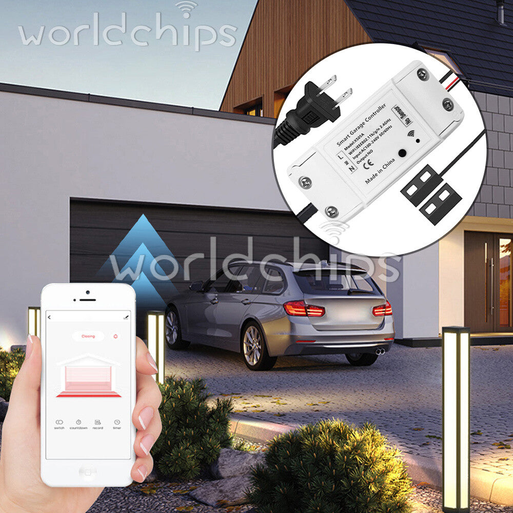 Tuya WIFI Smart Garage Door Controller APP Remote Control Timing Voice Control