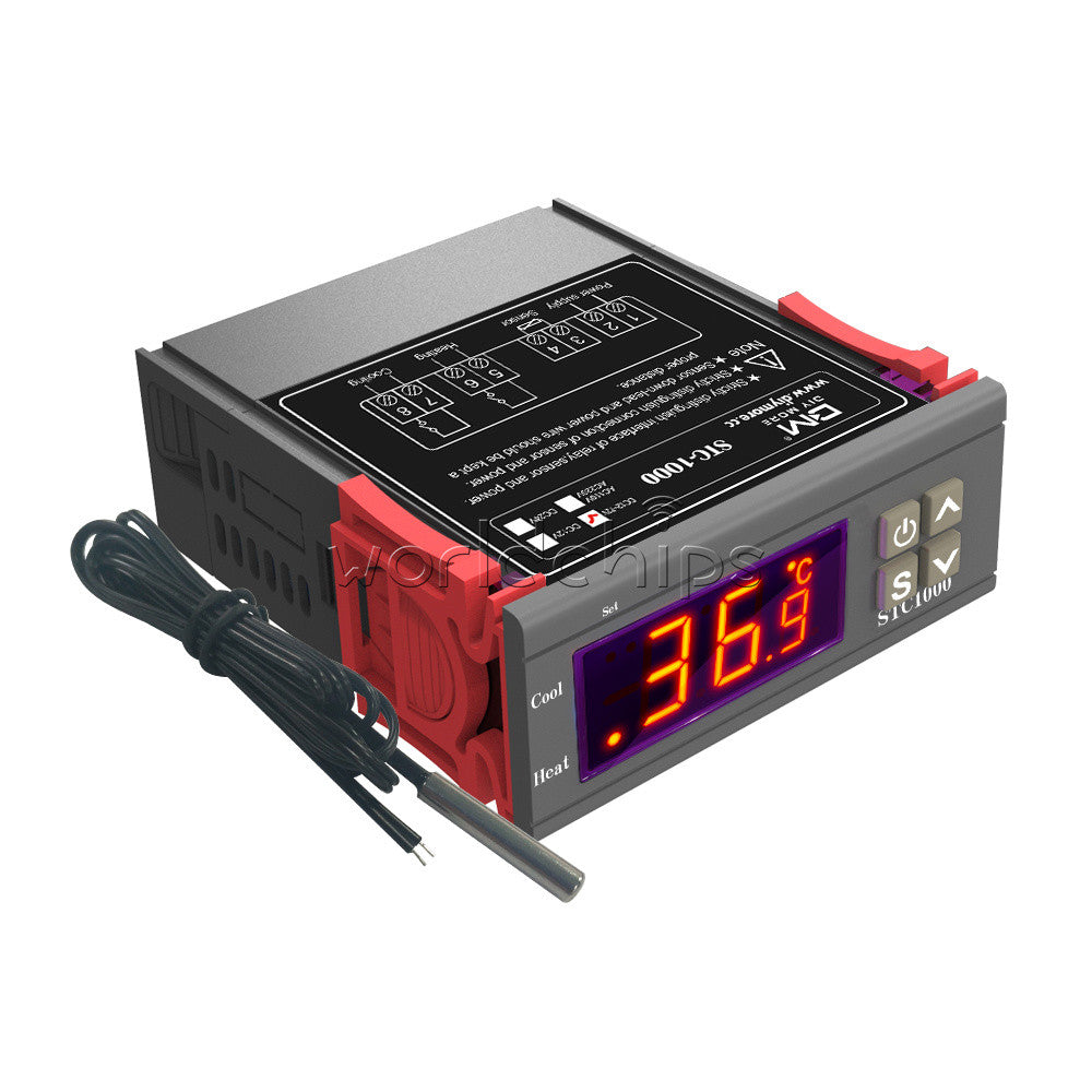 STC1000 DC12-72V Temperature Controller Thermostat DS18B20 Cable High Temp Alarm