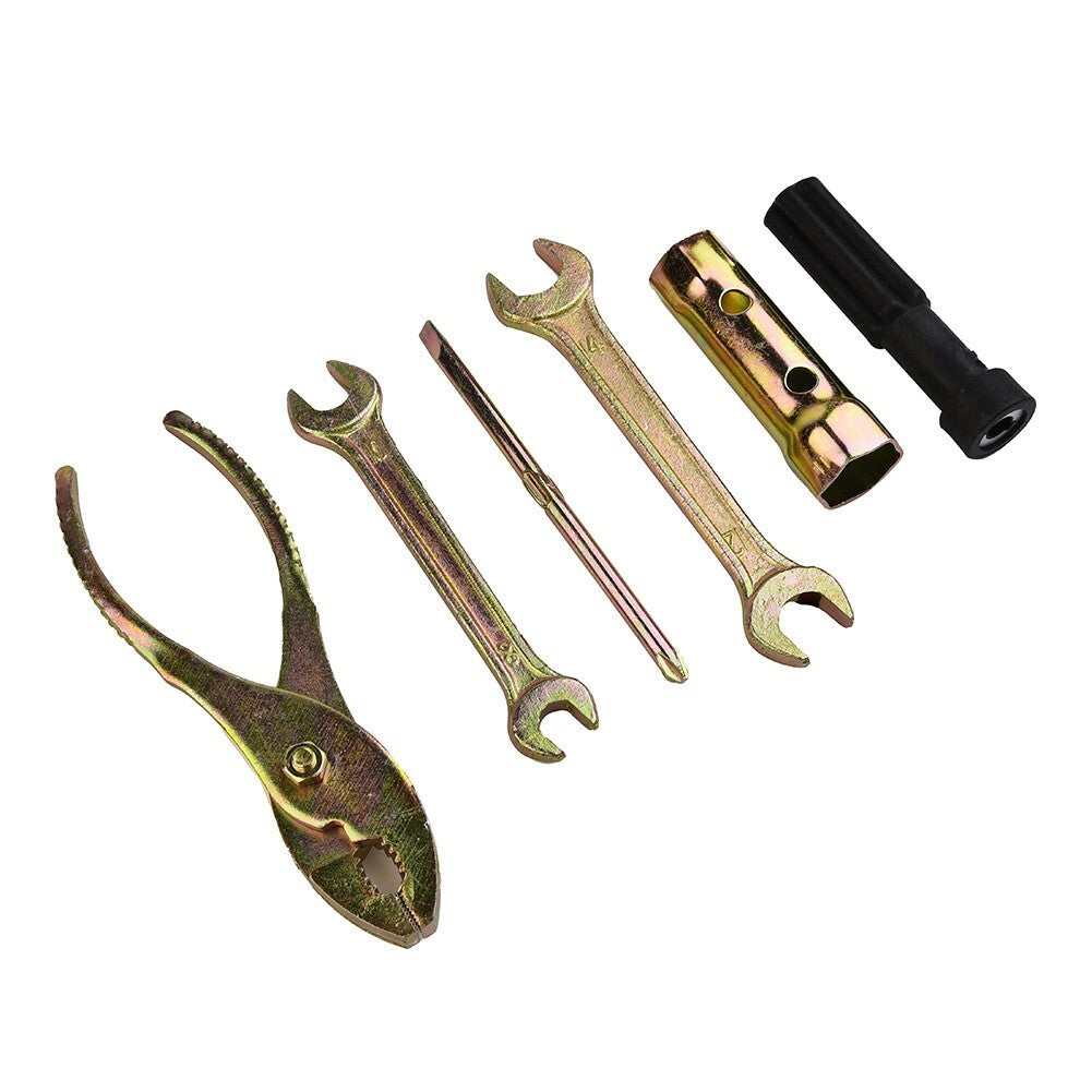 5pcs Motorcycle Spanner + Wrench + Screwdriver +Pliers Tool Kit W/ Storage Bag