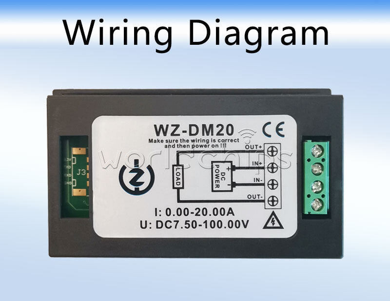 DC Power Monitor Digital Display 100V/20A Voltage Current Power Energy Meter