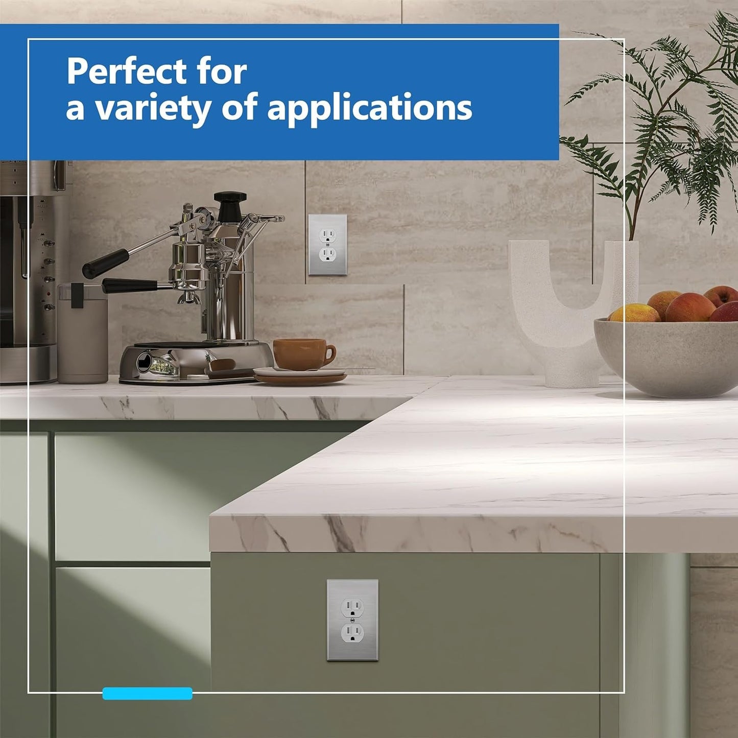 LIDER Duplex Receptacle Metal Wall Plate, Impact and Corrosion Resistant, Metal