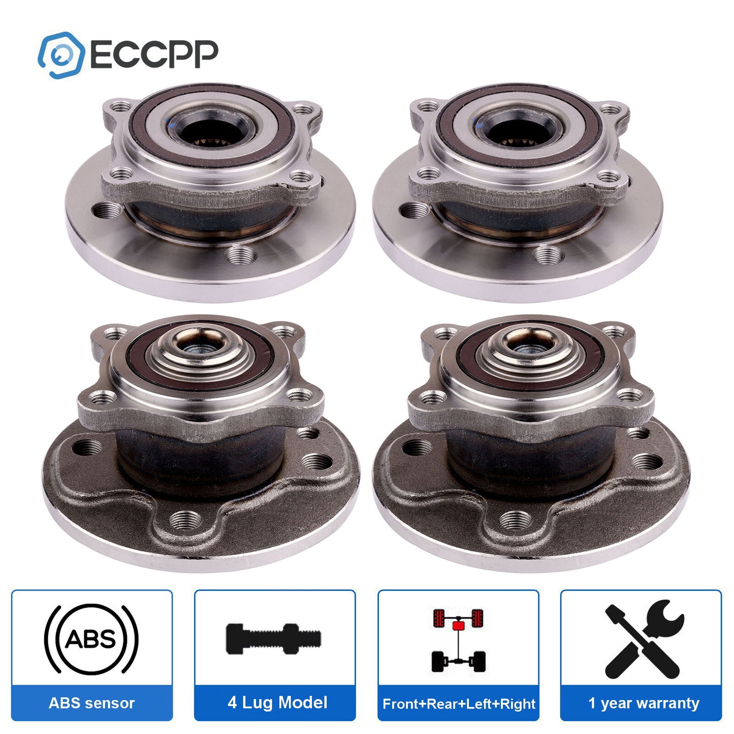 4X Wheel Hub Bearings Front Rear FWD For Mini Cooper 2007 2008 2009 2010-2015