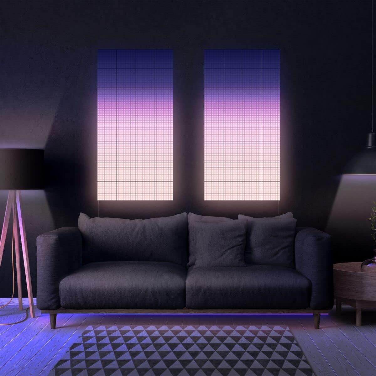 App-Controlled LED Wall Panels, Squares Kit, 64 RGB Pixels, 16M Colors