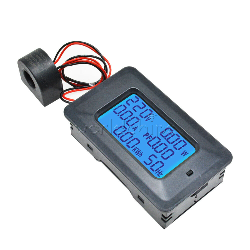 100A 110V-250V Current 6-in-1 Digital LCD Panel Power Monitor Ammeter Voltmeter