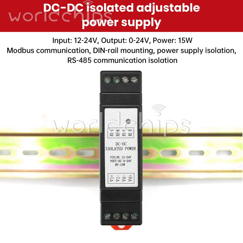 DIN Rail DC-DC Isolated Adjustable Power Supply 12-24V to 0-24V Modbus RS485