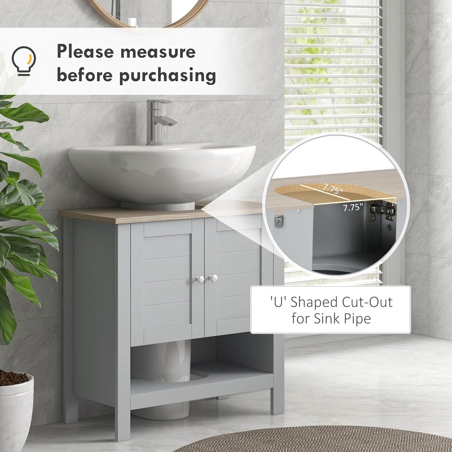 Pedestal Sink Storage Cabinet, under Sink Bathroom Vanity with Adjustable Shelf