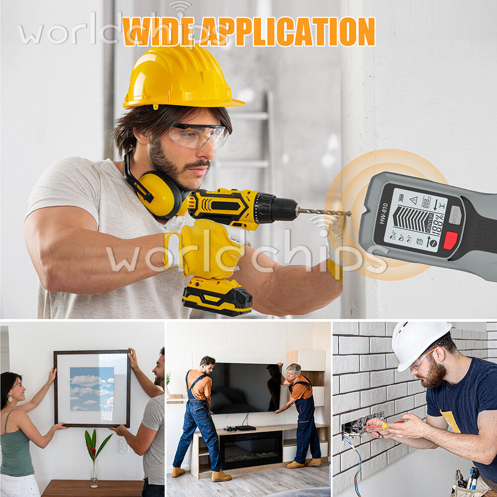 6-in-1 Stud Finder Wall Scanner LCD Display Detector for Wood AC Metal detection