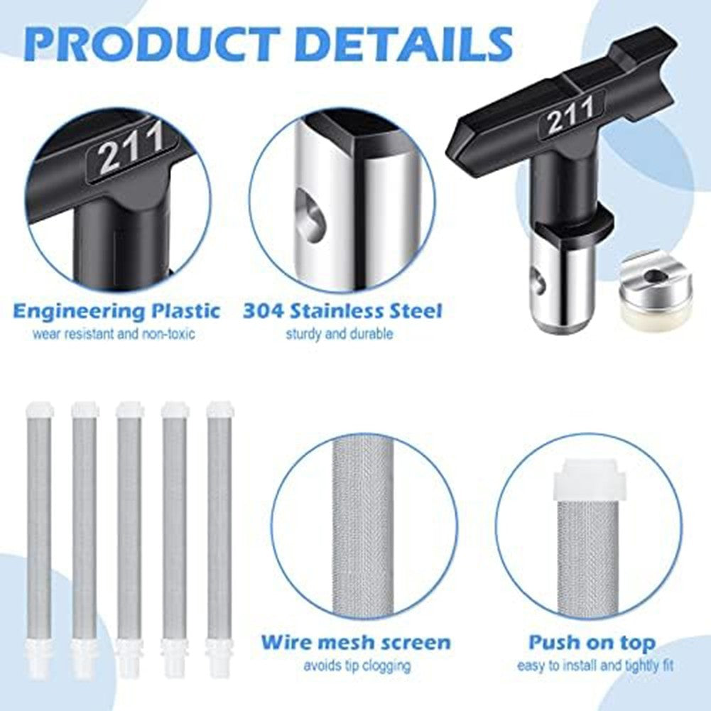 Complete Airless Paint Sprayer Kit 12 Pieces with Nozzle Tip Guards and Filters