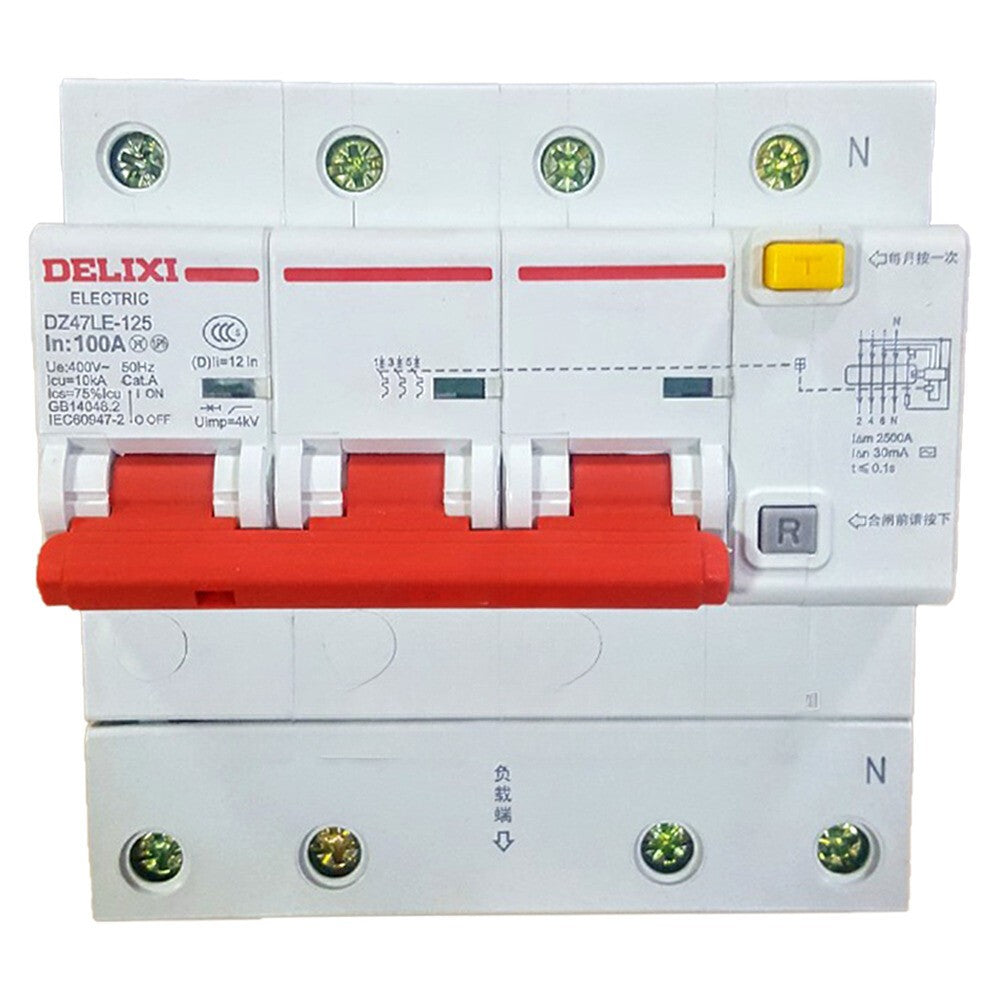 For DELIXI DZ47LE-125 Circuit Breaker 100A 4P