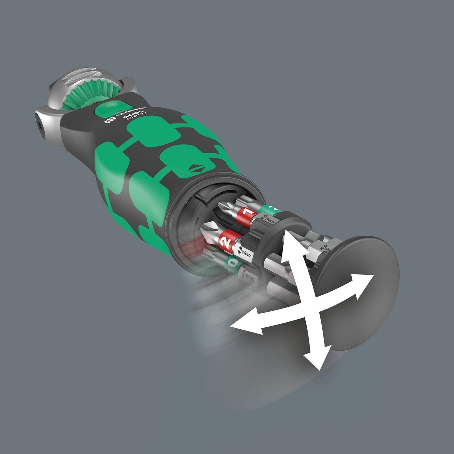 8009 Zyklop Pocket Ratchet Set - Imperial 2, 18 Pieces, Black Green, Compact