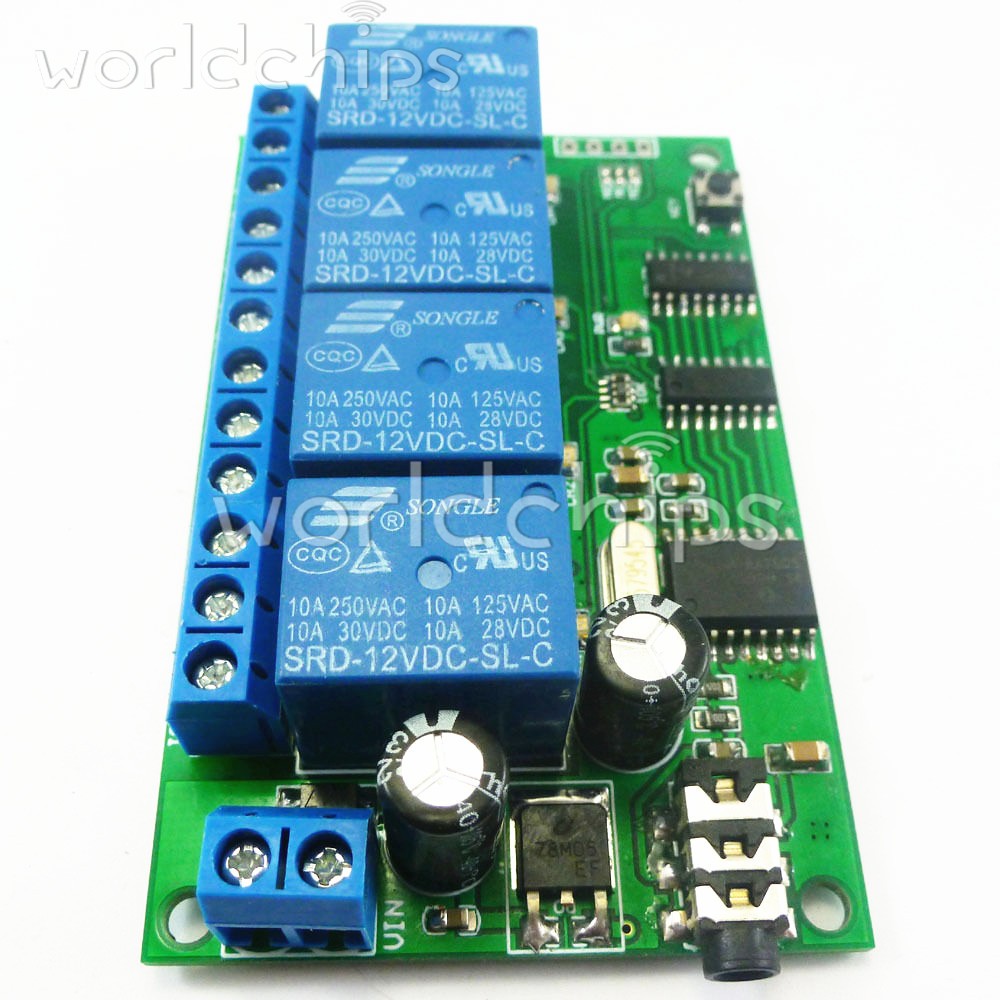 AD22B04 4-Channel MT8870 DTMF Audio Decoder Relay Remote Control Command Module