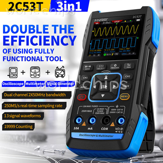 3-IN-1 FNIRSI 2C23T Advanced Version Dual Channel Digital Oscilloscope + 2 Probe
