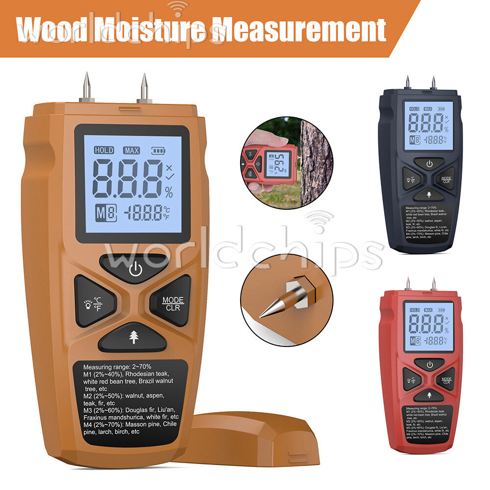 Digital Wood Moisture Meter Detector Tester Wood Firewood Paper Cardboard ℃/℉