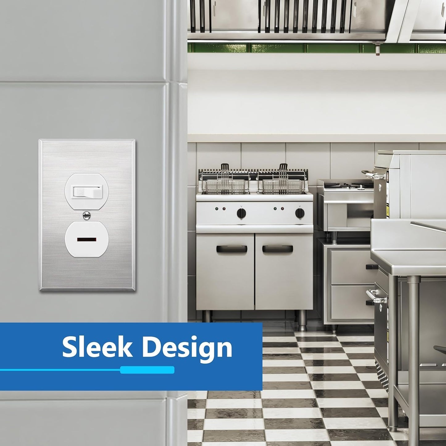 LIDER Duplex Receptacle Metal Wall Plate, Impact and Corrosion Resistant, Metal