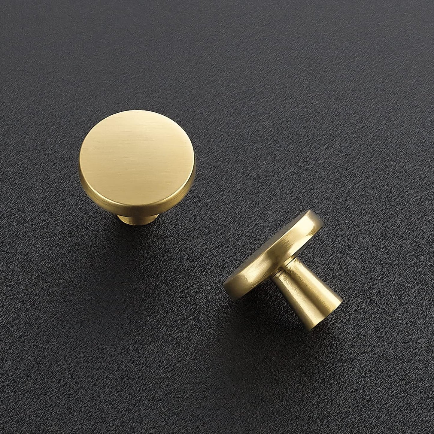 30-Pack Solid Cabinet Knobs, Round Pulls, Brushed Brass Finish