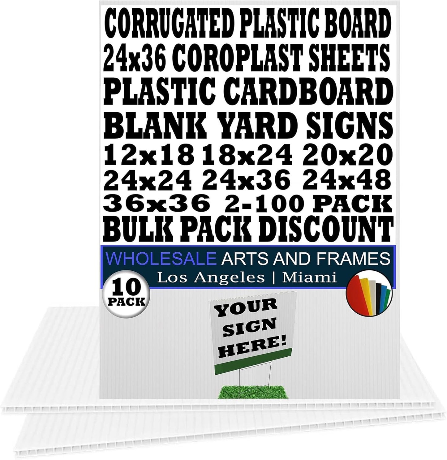 24x36 Corrugated Plastic Board, 10 Pack - White, 4mm Thick, for Signs