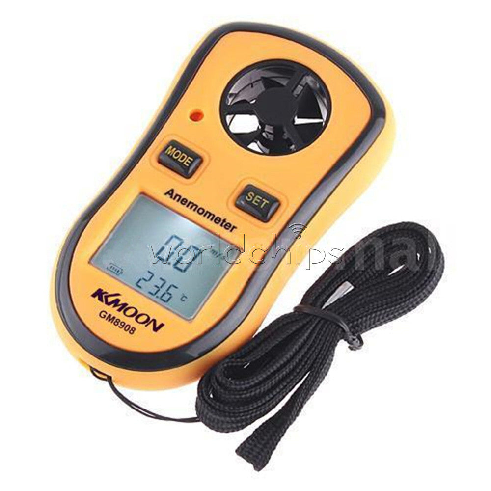 Digital LCD Anemometer NTC Thermometer Air Speed Gauge Wind Temprature Meter