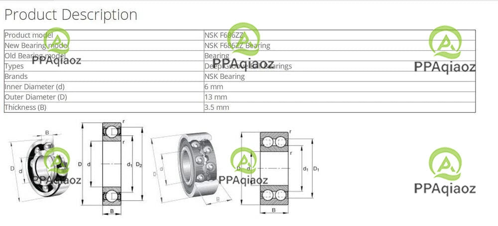 10PCS NSK F686ZZ Deep Groove Ball Bearings 6x13x3.5mm #P