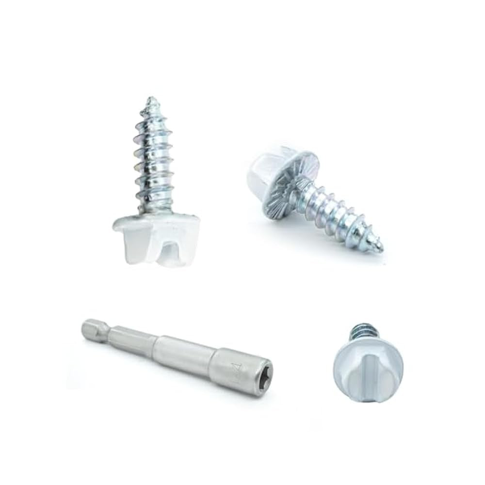 Self-Tapping Gutter Screws, #8 x 1/2", White, Zinc Plated, with Magnetic Driver