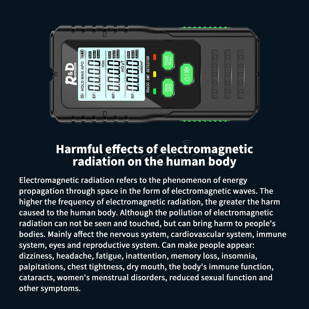 R&D RD630 3-in-1 Portable EF MF RF Radiation Detector Multifunctional Tester