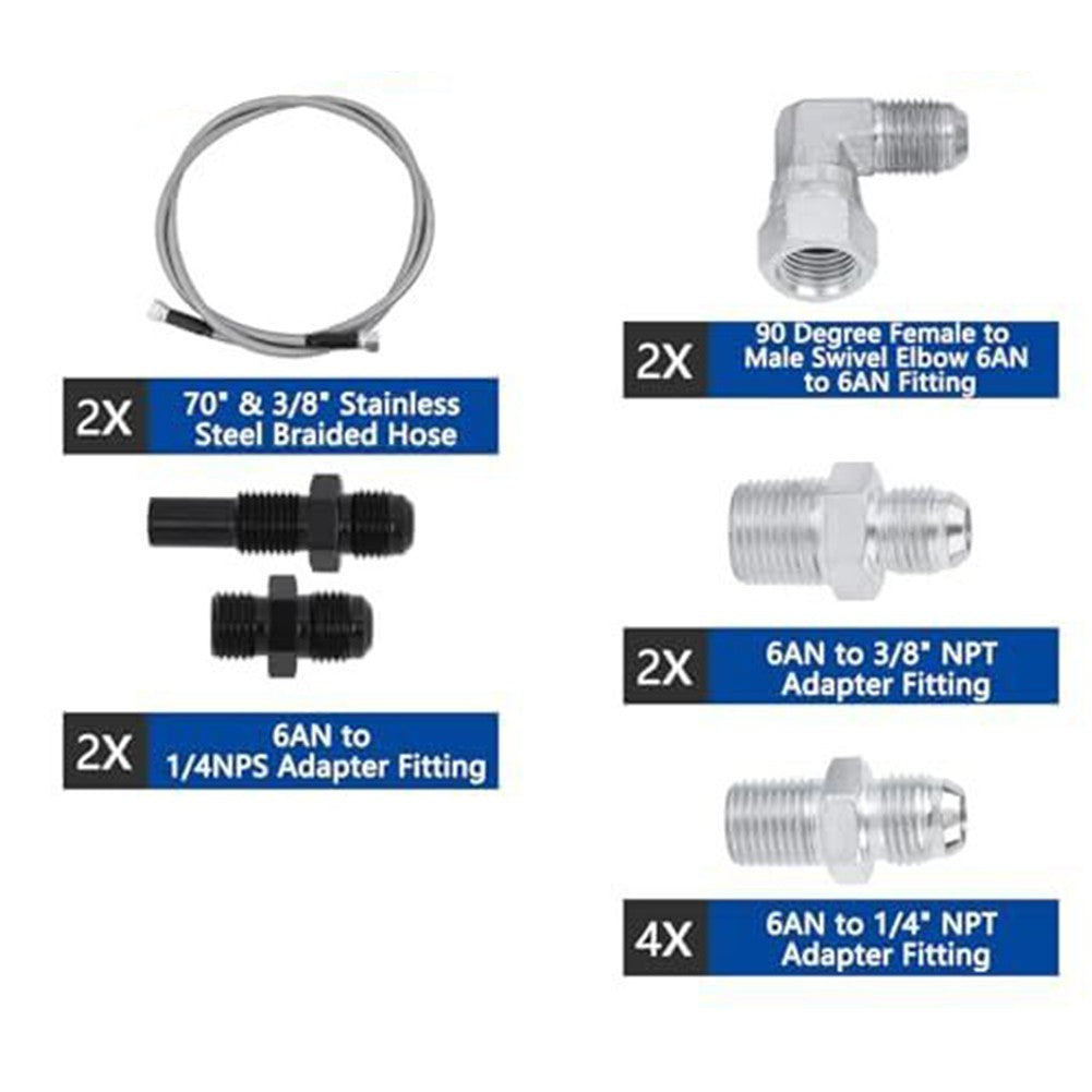 Stainless Steel Flexible Transmission Cooler Lines Kit 6AN for 4L60E 4L80E