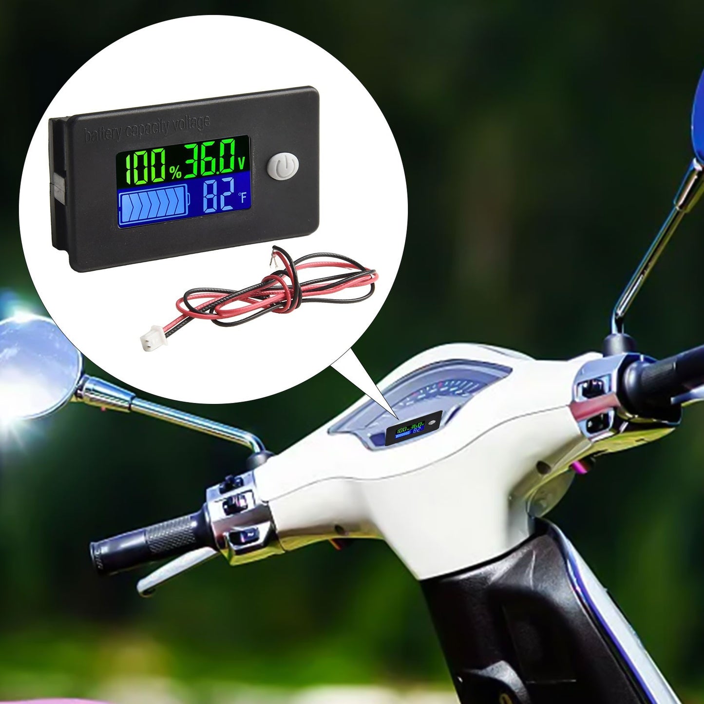 Battery Capacity Tester with Temperature Gauge for Cars and Marine Applications