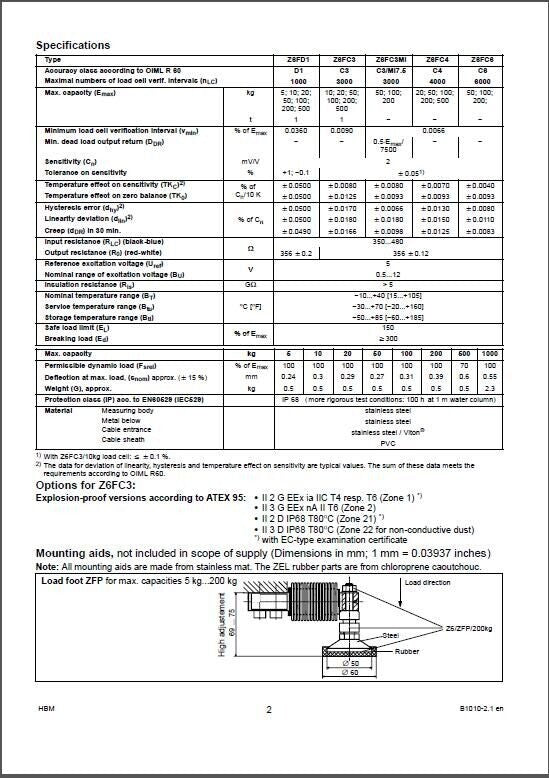 HBM Weighing Sensor Z6FD1 200KG Z6FD1/200kg