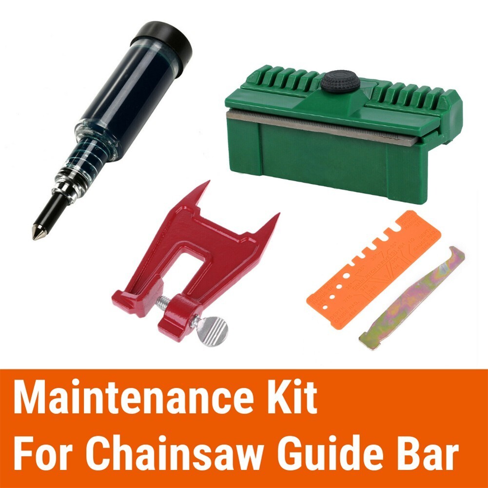 5pcs Chainsaw Guide Bar Maintenance Kit Groove Rail Dresser Grease Tool Cleaner