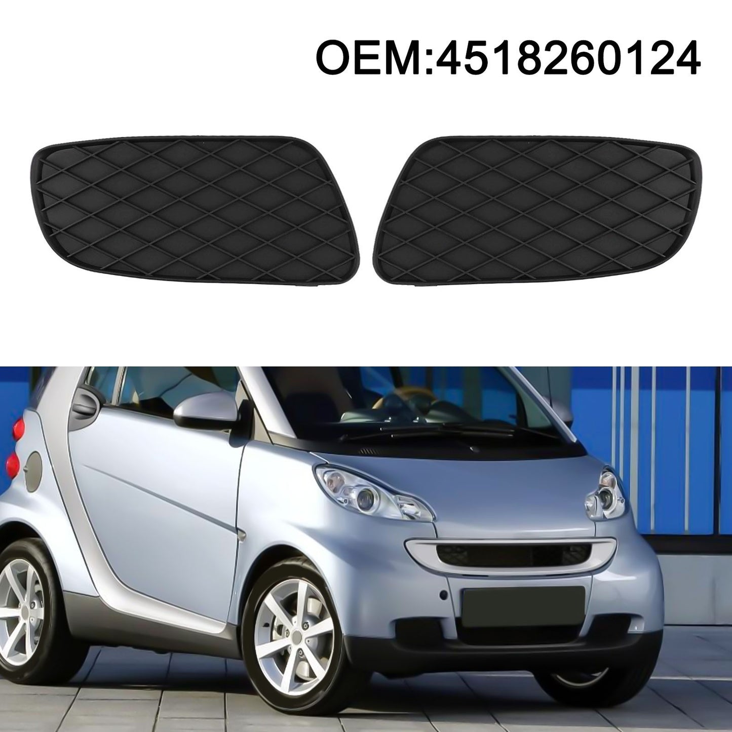 Bumper Compatible Fog Lamp Covers Designed for Smart For Fortwo Vehicles