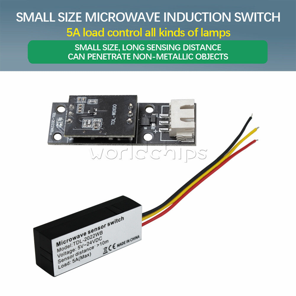TDL-2022WB 5V 12V 24V Microwave Radar Sensor Induction Switch 5A 360° 8-10m